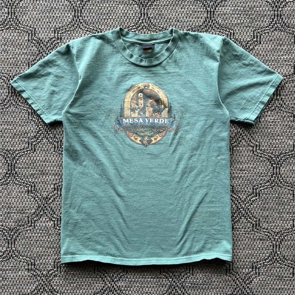 Vintage Prairie Mountain T-Shirt Men Large Green Mesa Verde National Park Nature